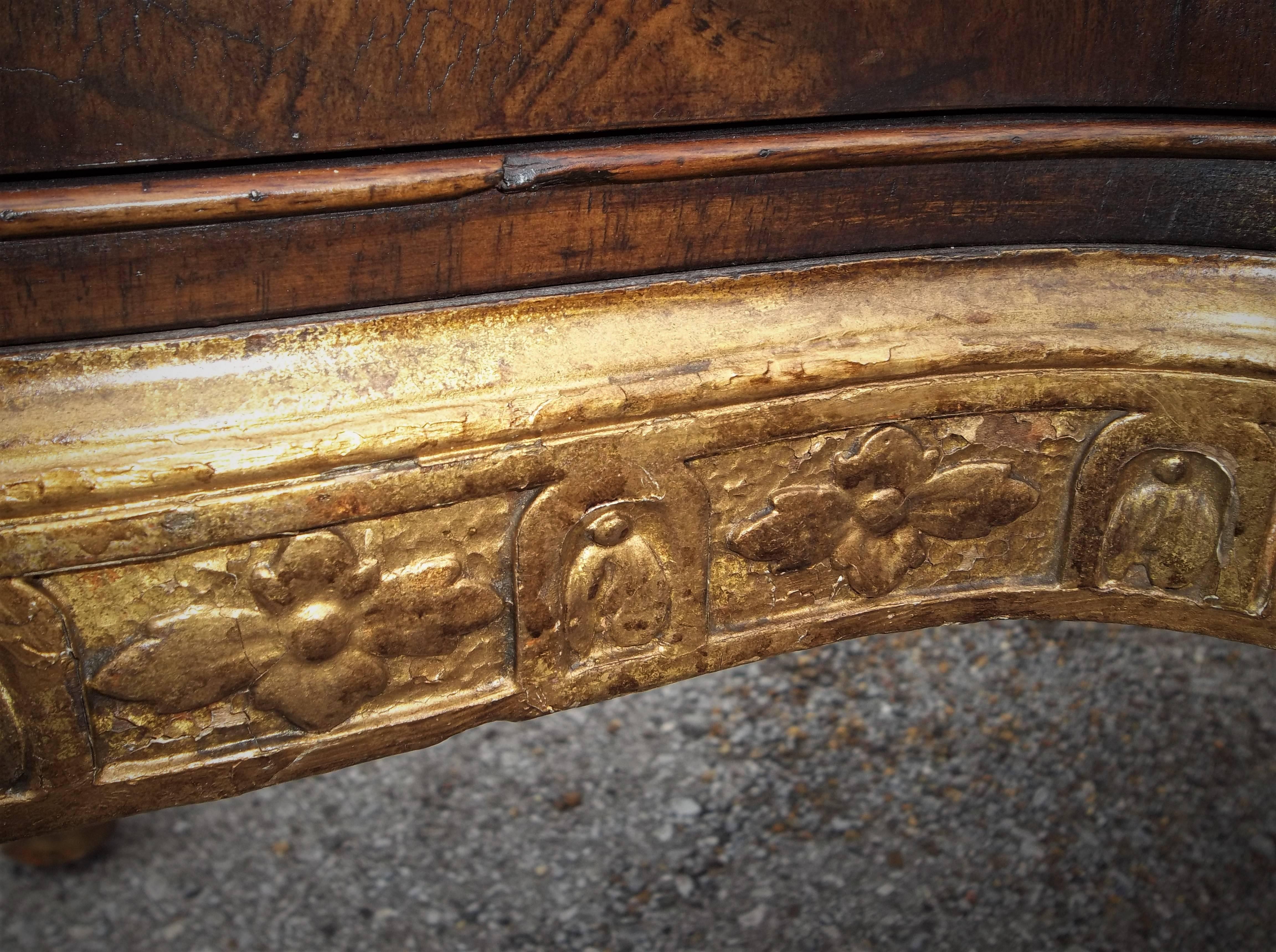 Pair of English Burl Walnut and Giltwood Console Chests In Good Condition In Nashville, TN