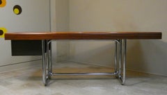 Modernistischer Bauhaus-Schreibtisch aus Holz und verchromtem Stahl, Frankreich, 1950er Jahre