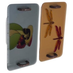 Set di 2 Vassoi artistici, Italia, anni '80