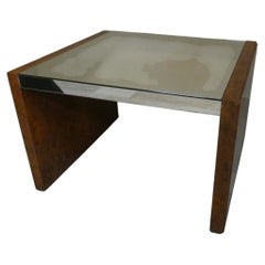 Coffee table made of burl wood and mirror, Italy, 1970s