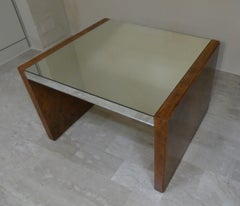 Coffee table made of burl wood and mirror, Italy, 1970s