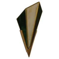 Conjunto de lámparas de pared de latón y cristal sintético de Glashütte Limburg, década de los 80