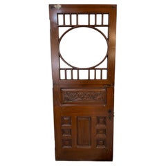 Antique Mahogany Entrance Door with Beveled Glass, 1890s