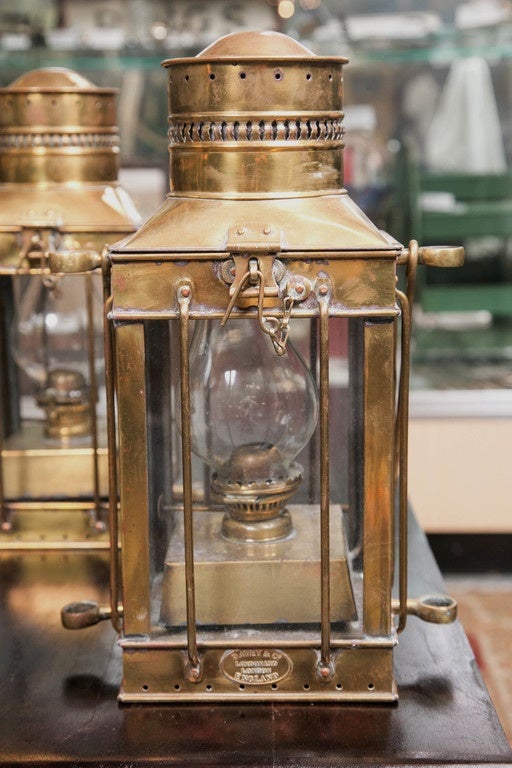 Great Britain (UK) Antique 1880 Solid Brass Ship Lanterns by Davey and Co., London, England