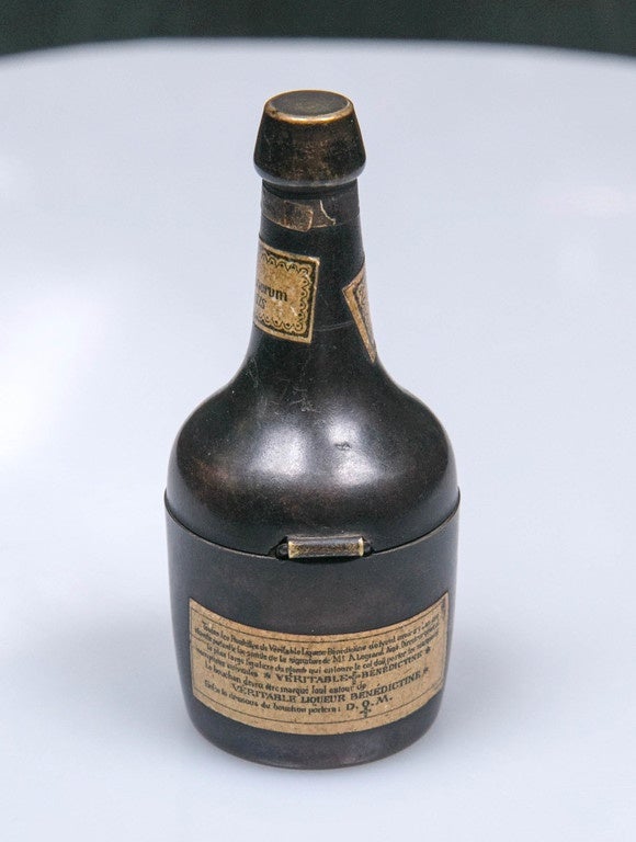 European Antique French 1870 Traveling Mini Liquor Bottle 