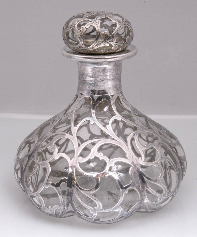 antique perfume bottles silver overlay