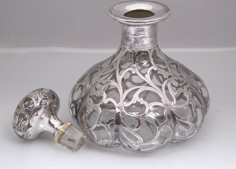 Other Antique Sterling Silver Overlay Perfume Bottle, 1890