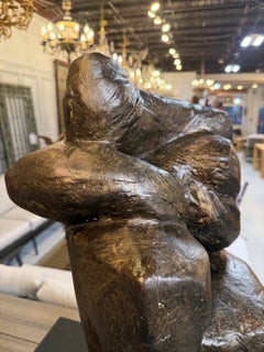 Reproduction Bronze Finish Fiberglass Man & Woman Abstract Sculpture, M. HUDECEK