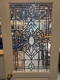 Victorian Style Beveled Glass Panel Door, White, Mahogany, Circa 1990s