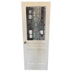 Victorian Style Beveled Glass Panel Door, White, Mahogany, Circa 1990s