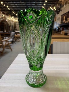 Hand Cut Lead Crystal Vase by Caesar Crystal Bohemiae Co. Czech.