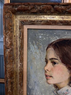 Original Oil on Board Portrait of Child, Late 20th Century, by Ariane Beigneux