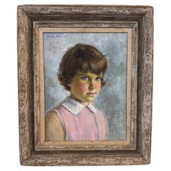 Traditional Style Portrait of Child, Signed Oil on Canvas, by Ariane Beigneux