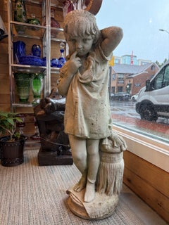 20th Century 'Shy Girl' Cast Concrete Garden Statue, 42 Tall
