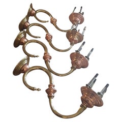 Set of 4 c1930's Art Deco Era Signed E.F. Caldwell Copper & Brass Wall Sconces