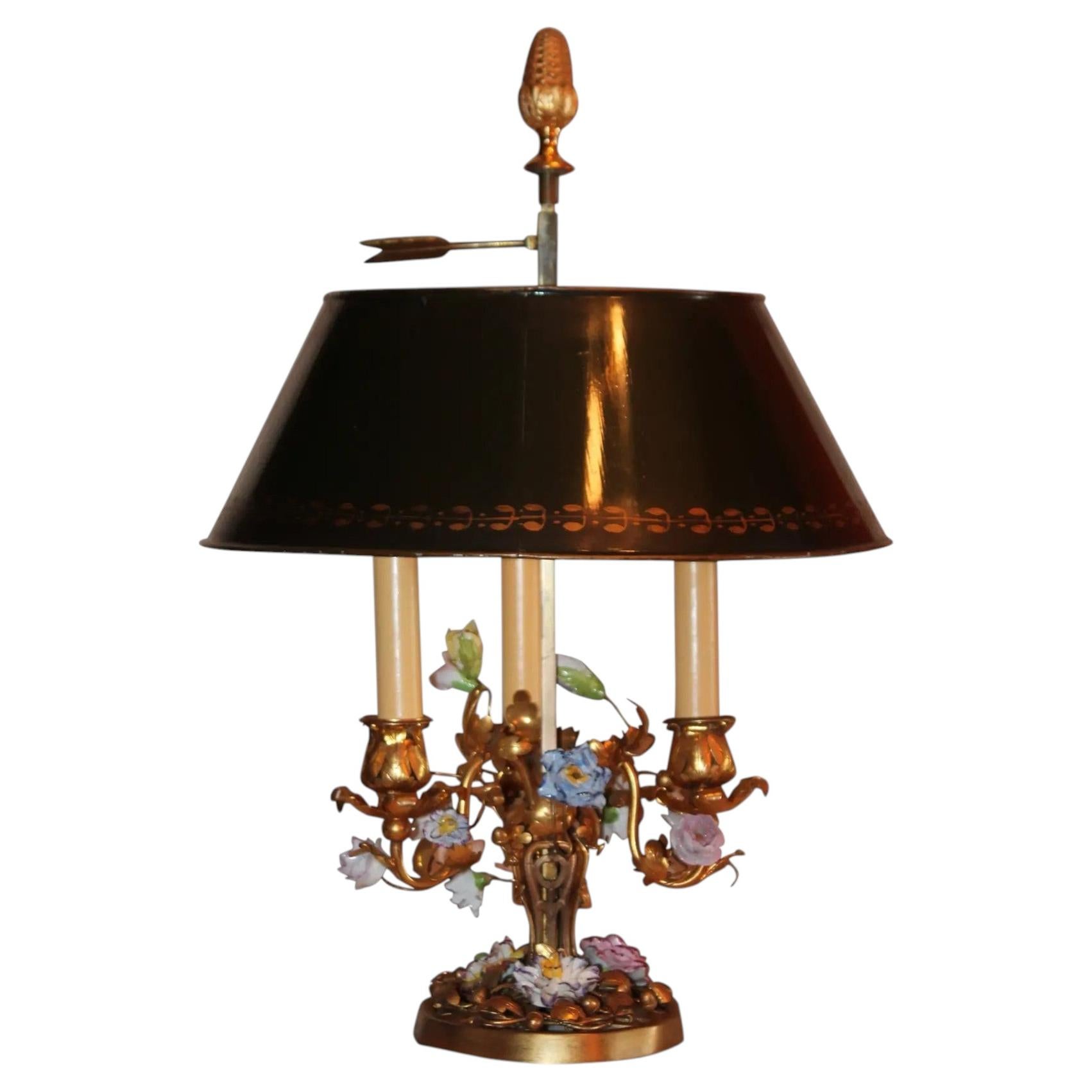 19thc French Antique Dors Gilt Bronze Porceain Saxe Buillotte Table Lamp Meissen