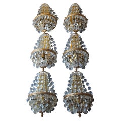 Set of 6 Austrian 24Kw/ Glass Empire style Bag & Tent Form Wall Sconces by Palwa