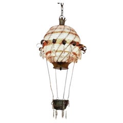 1940's French Hollywood Regency Micro Crystal Beaded Hot Air Balloon Chandelier