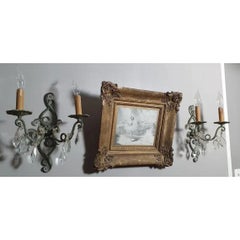 Pair of Bagues Style Patinated Iron & Cut Crystal Wall Sconces