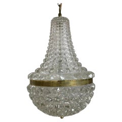 1950s French Mid Century Modern Art Glass/ Crystal Chandelier Baccarat "Diamond"