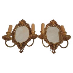 Pair 1920s French Louis XVI Gilt Bronze Wall Sconces Signed By Atelier Petitot