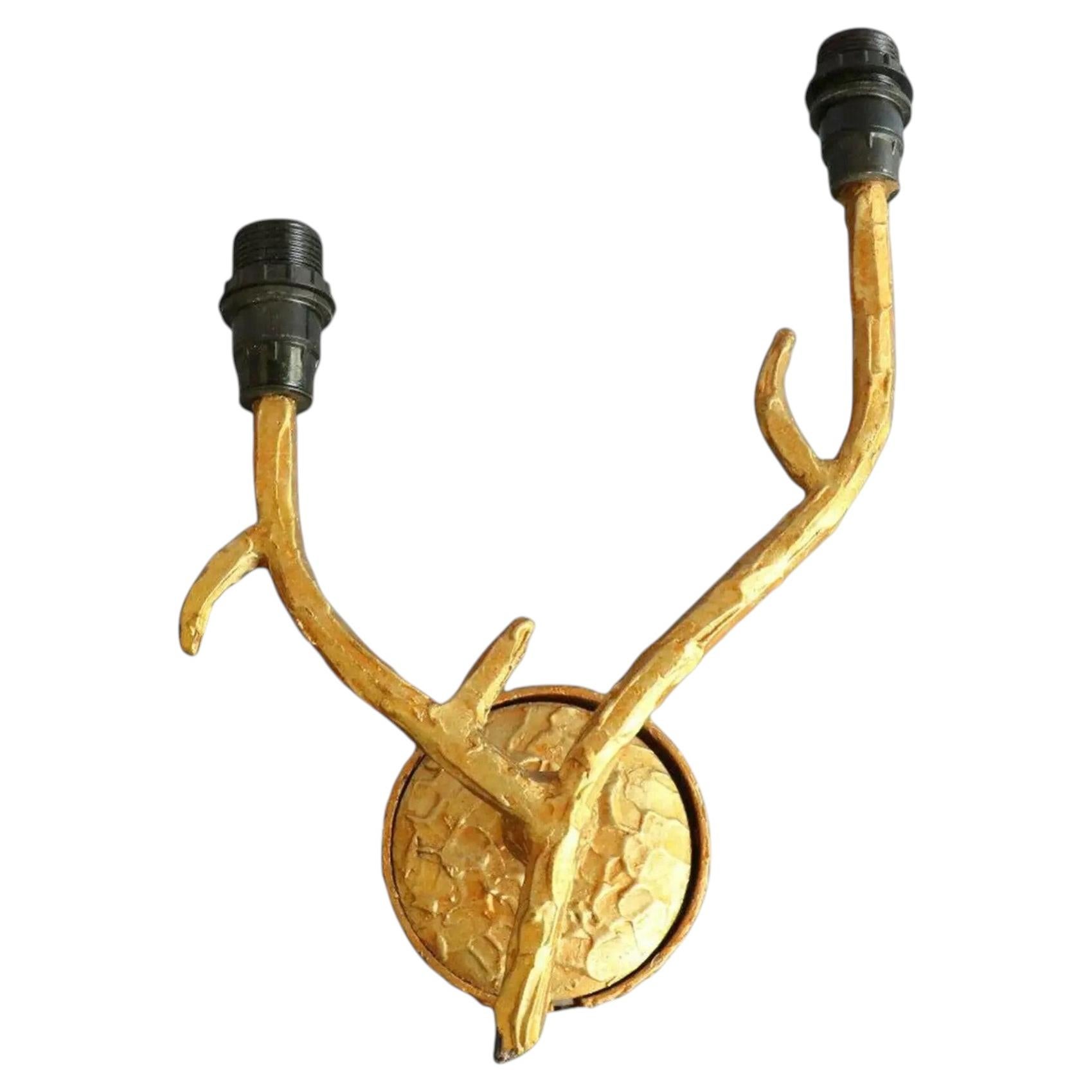 1960s Mid Century Modern Dore Tree Branch Wall Sconce attrib. Elizabeth Garouste For Sale