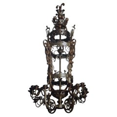 19thc Grand French Louis XVI style Gilt Bronze Palace Lantern/ Chandelier