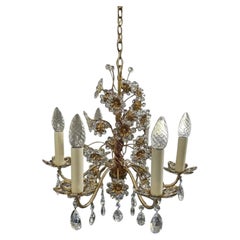 1950's Austrian Regency 24K Gold mit geschliffenem Kristall Floral Form Kronleuchter von Palwa