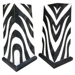 Pair 1950's French Mid Century Modern Tessellated Faux Marble Display Pedestals
