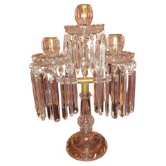 19thc French Antique Cut Glass/ Crystal Tulip Candelabra attributed to Baccarat
