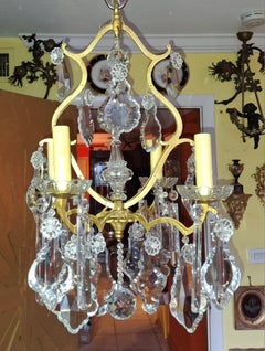19. Jahrhundert Französisch Louis XV Bronze w / Kristall Versailles Kronleuchter Attribut. Baccarat
