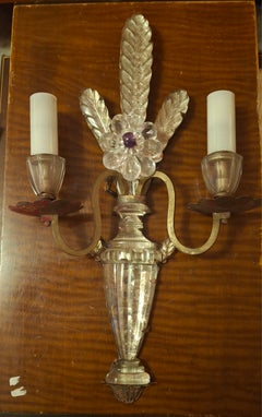 1920's French Regency Fine Crystal Floral Form Wall Sconce Attrib. Maison Bagues