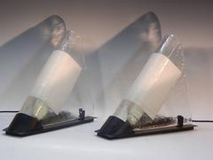 Pair of Postmodern Murano Glass White-Rod Bedside Table Lamps by Venini
