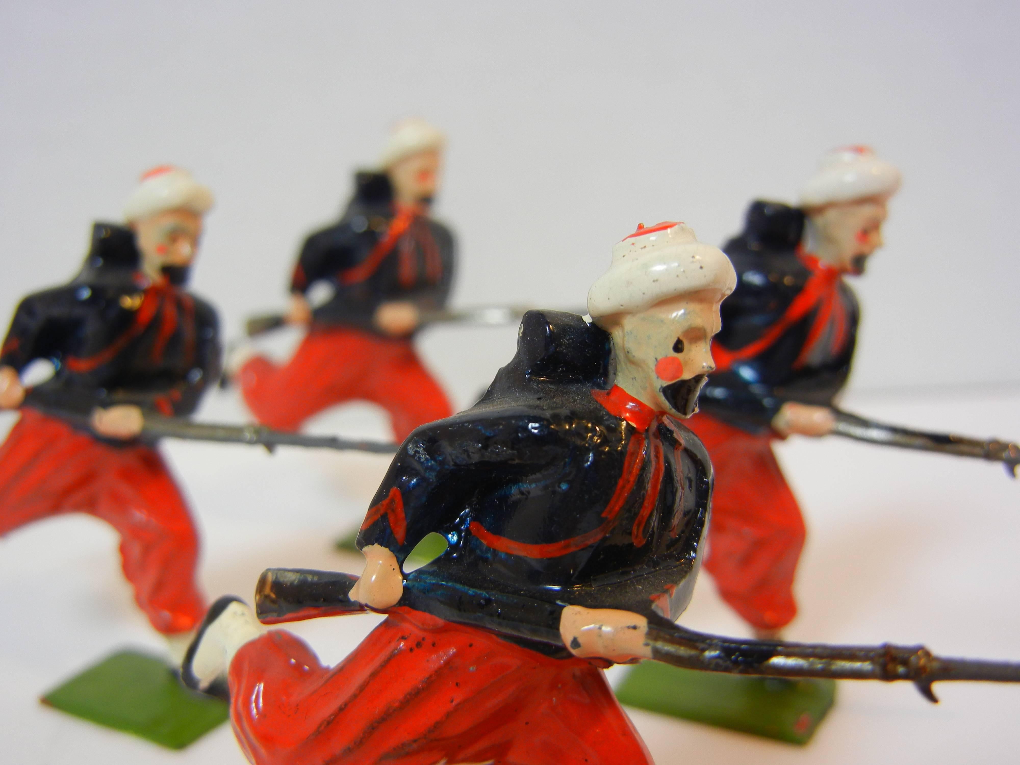 Campaign Britains Toy Set #142, French Zouaves Charging with Fixed Bayonets, 1930-1940