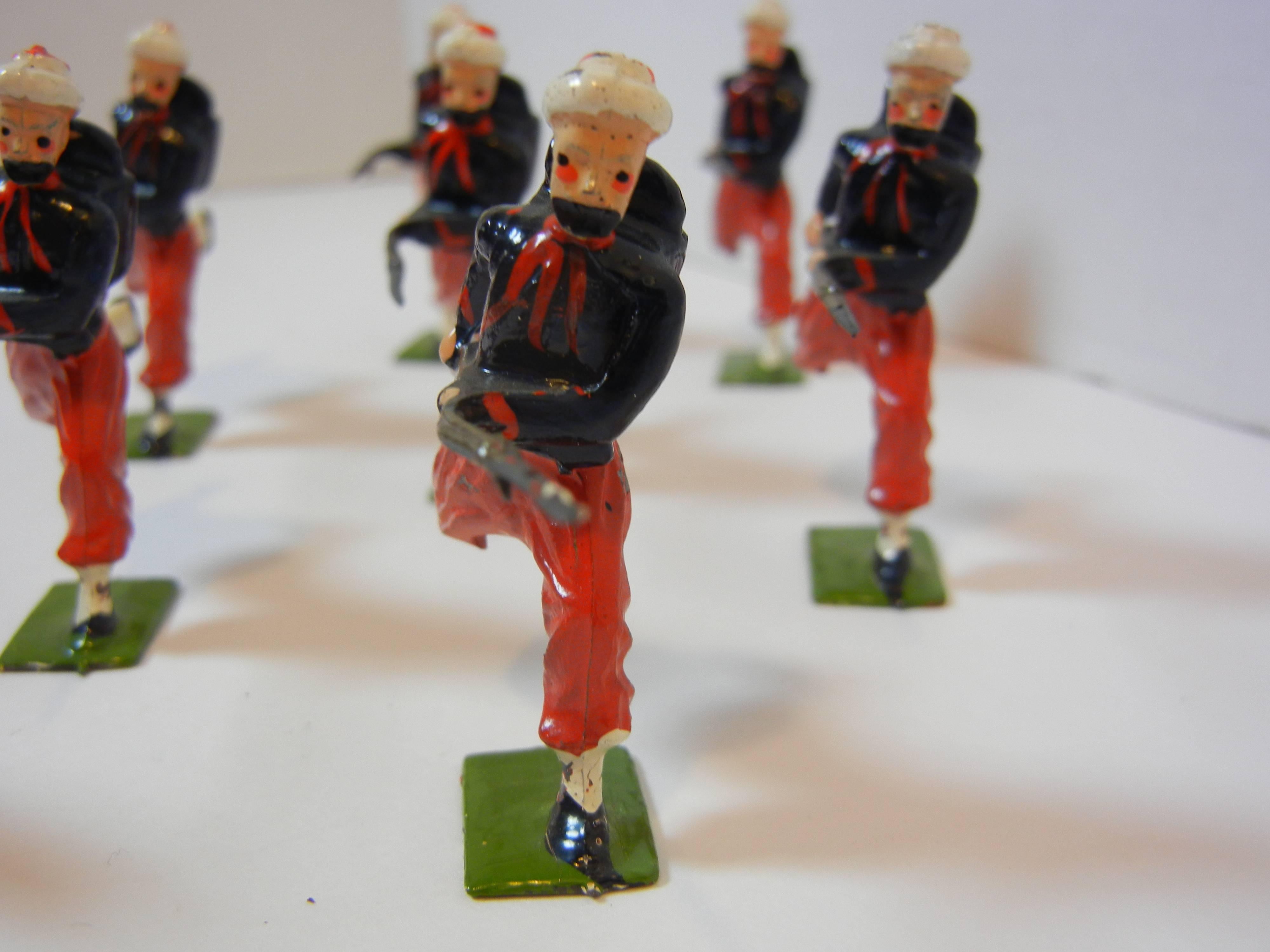 Cast Britains Toy Set #142, French Zouaves Charging with Fixed Bayonets, 1930-1940