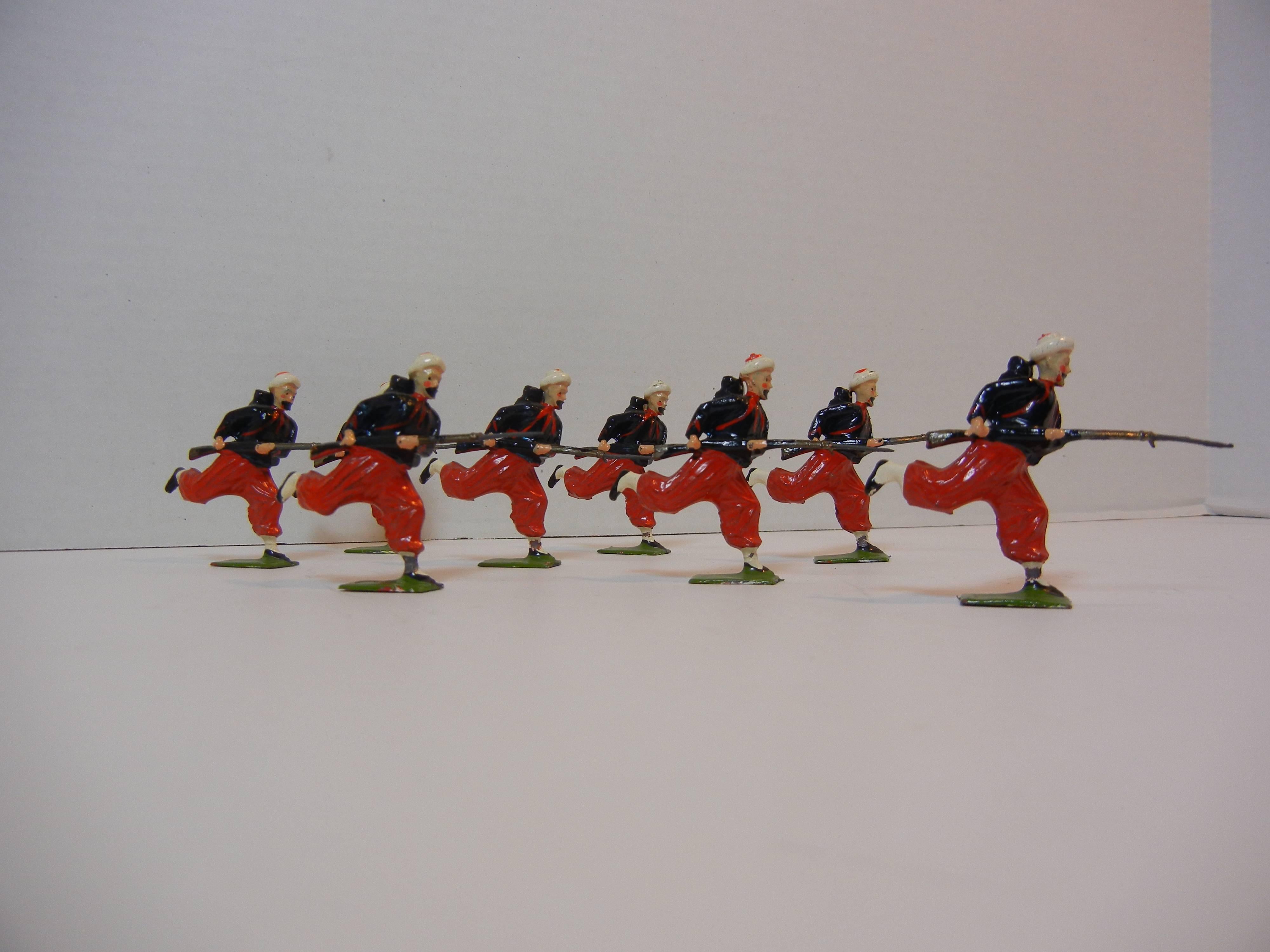 Mid-20th Century Britains Toy Set #142, French Zouaves Charging with Fixed Bayonets, 1930-1940