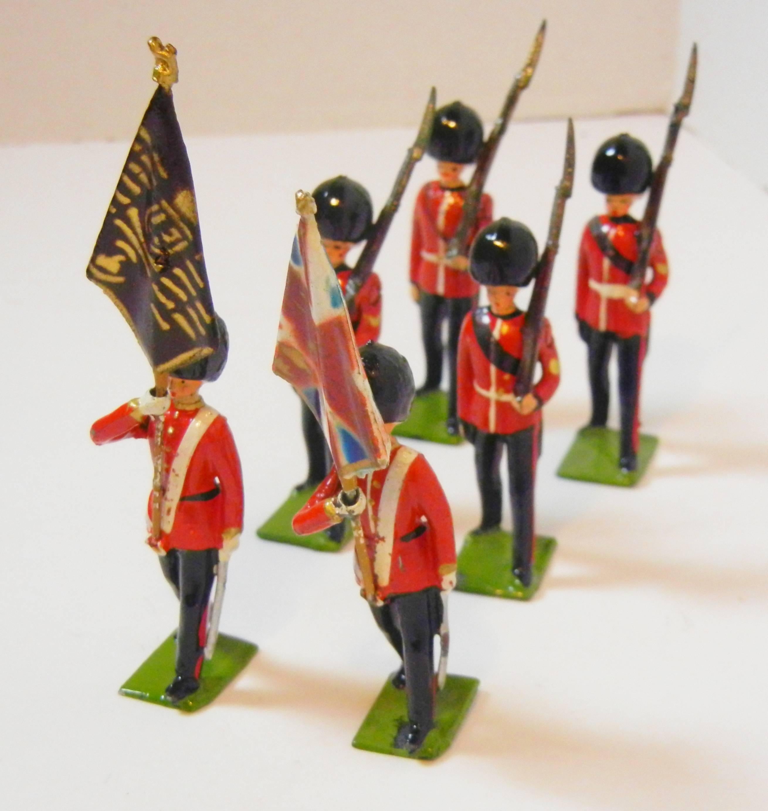 Cast Color Party of the Scots Guards, Vintage Lead Toy Soldiers by W. Britain Ltd