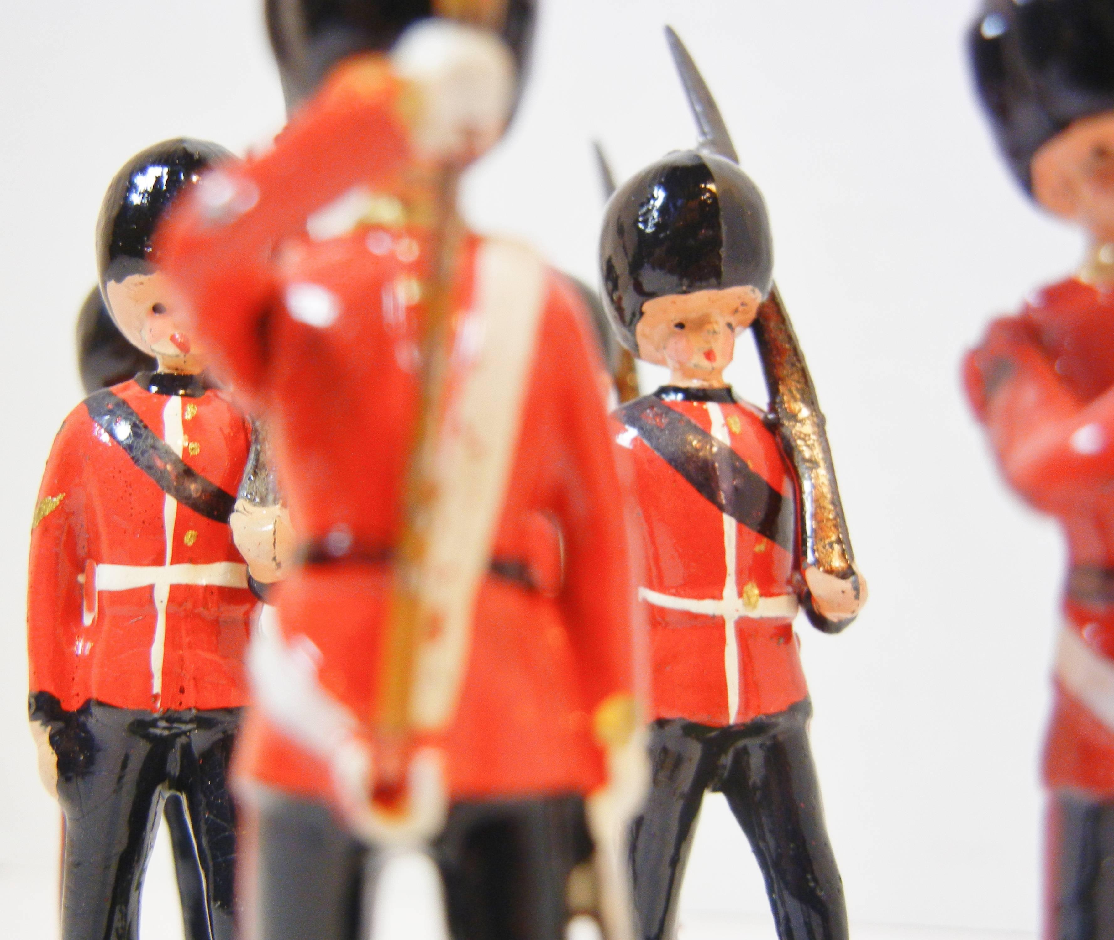 Color Party of the Scots Guards, Vintage Lead Toy Soldiers by W. Britain Ltd In Good Condition In Quechee, VT