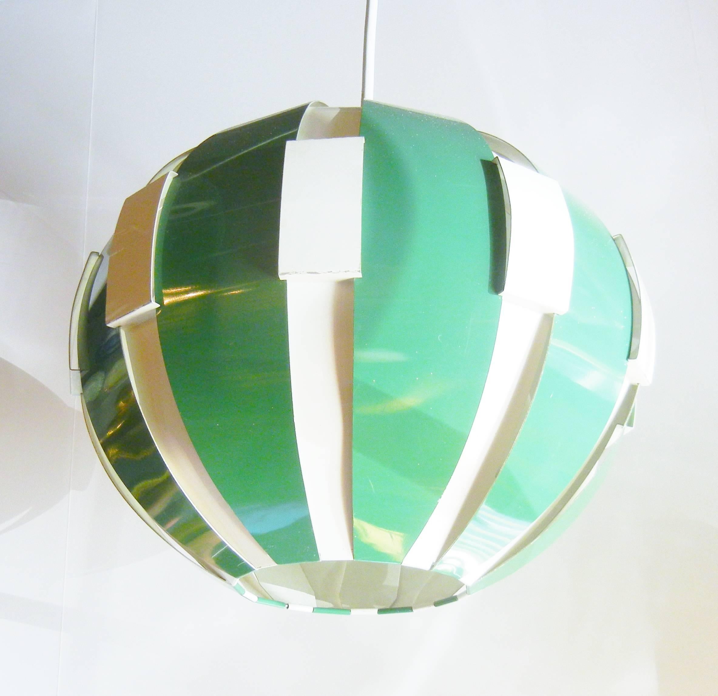 Telstar, 1st US Satellite, Pendant Lamp in Green and Ivory Aluminum, 1962 1
