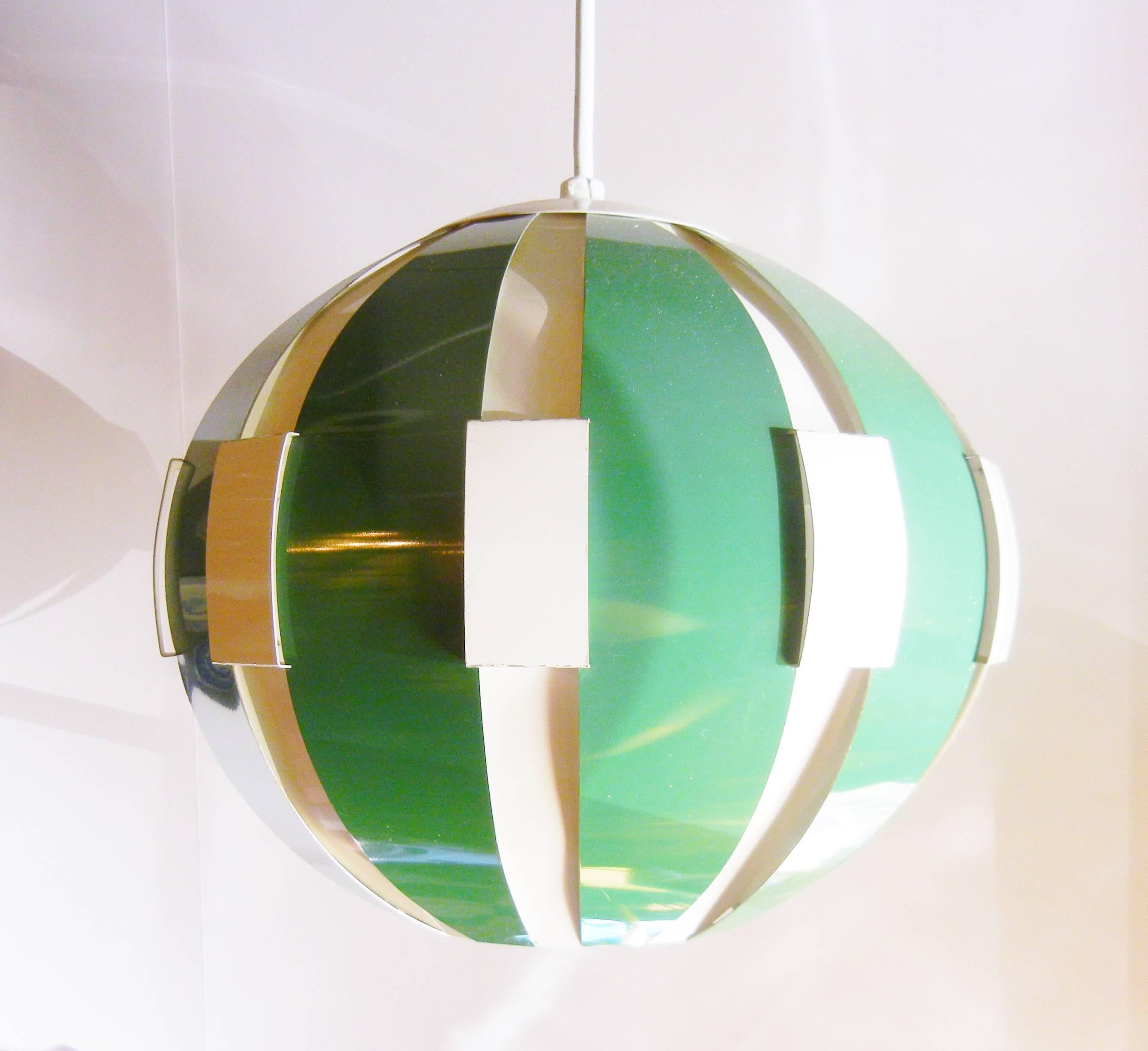 Telstar, 1st US Satellite, Pendant Lamp in Green and Ivory Aluminum, 1962 2