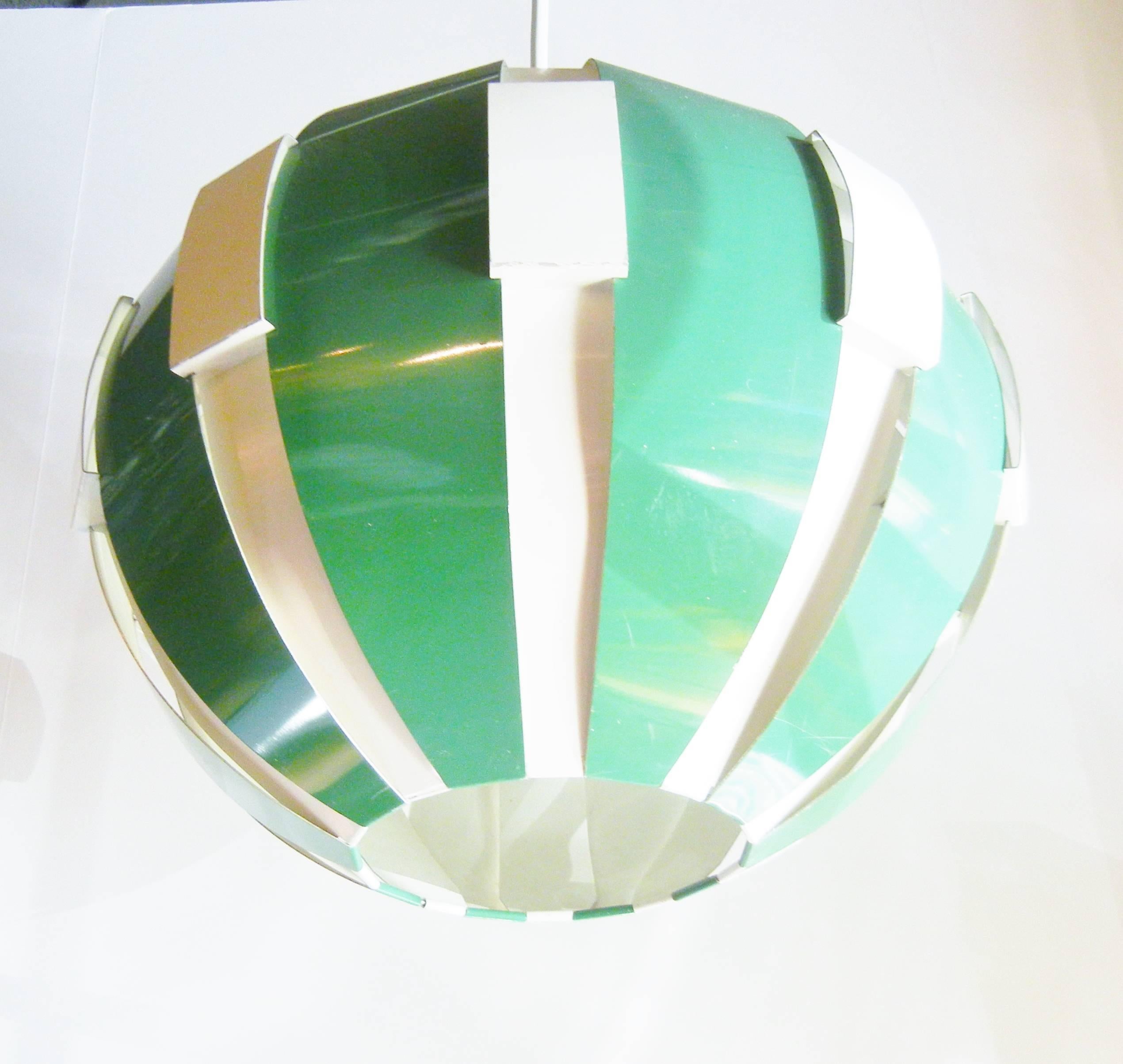 Telstar, 1st US Satellite, Pendant Lamp in Green and Ivory Aluminum, 1962 3