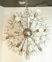 Italian Mid-Century Thirteen-Light Chrome Sputnik Chandelier with Starbursts