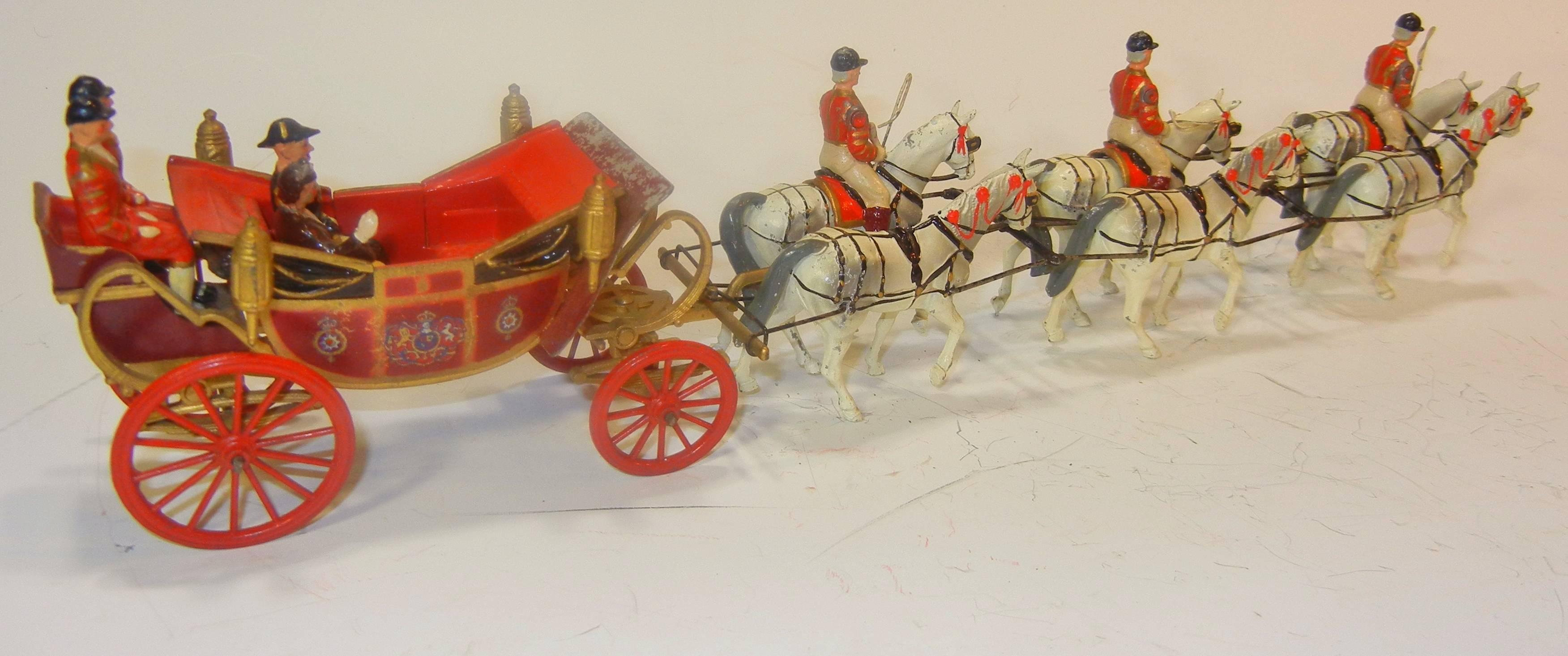 Elizabeth II in State Landau, Team of Six Windsor Greys, Britains Ltd. Toy, 1955 2