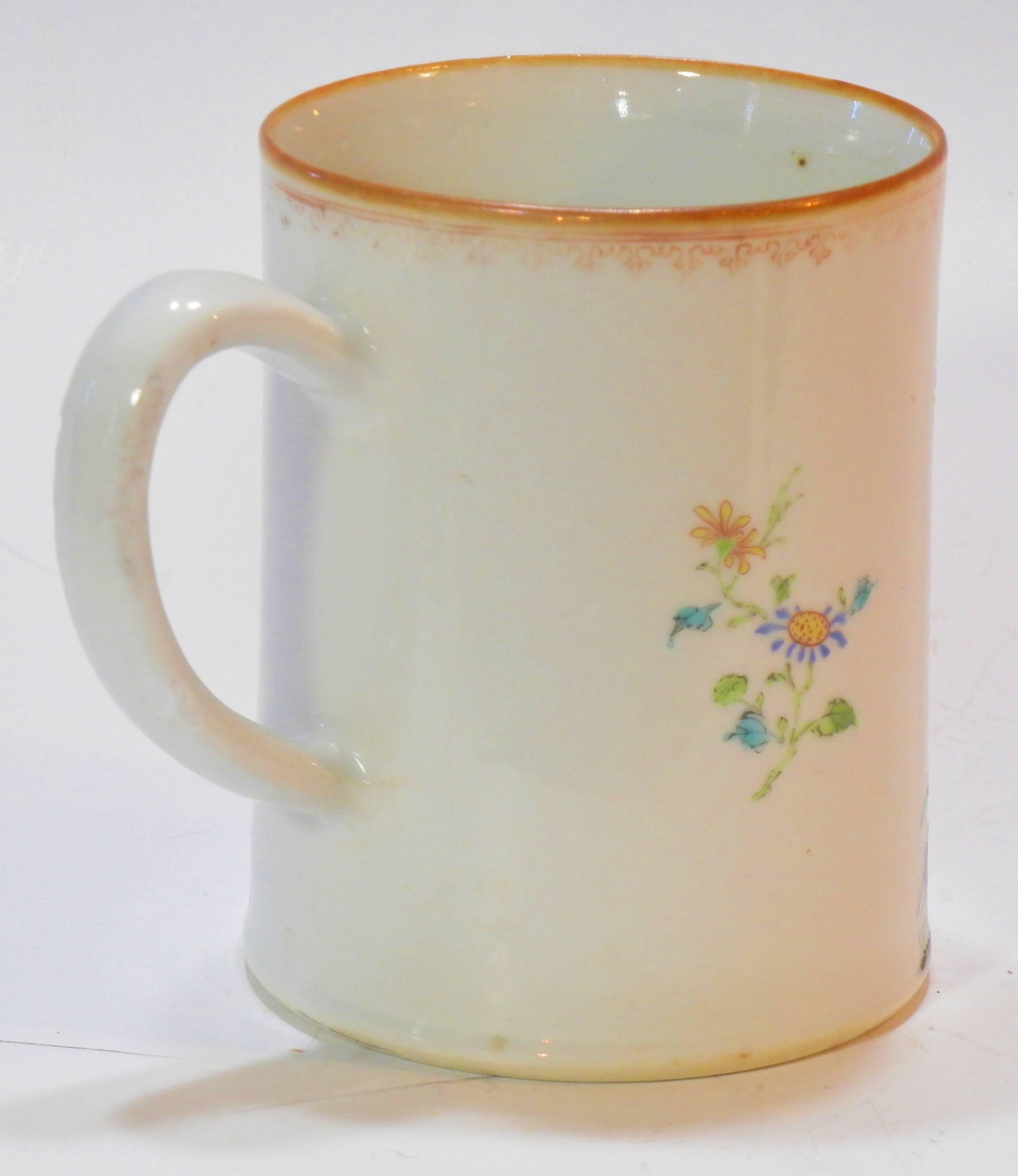 Rococo Chinese Export St. James Armorial Tankard In Good Condition For Sale In Quechee, VT