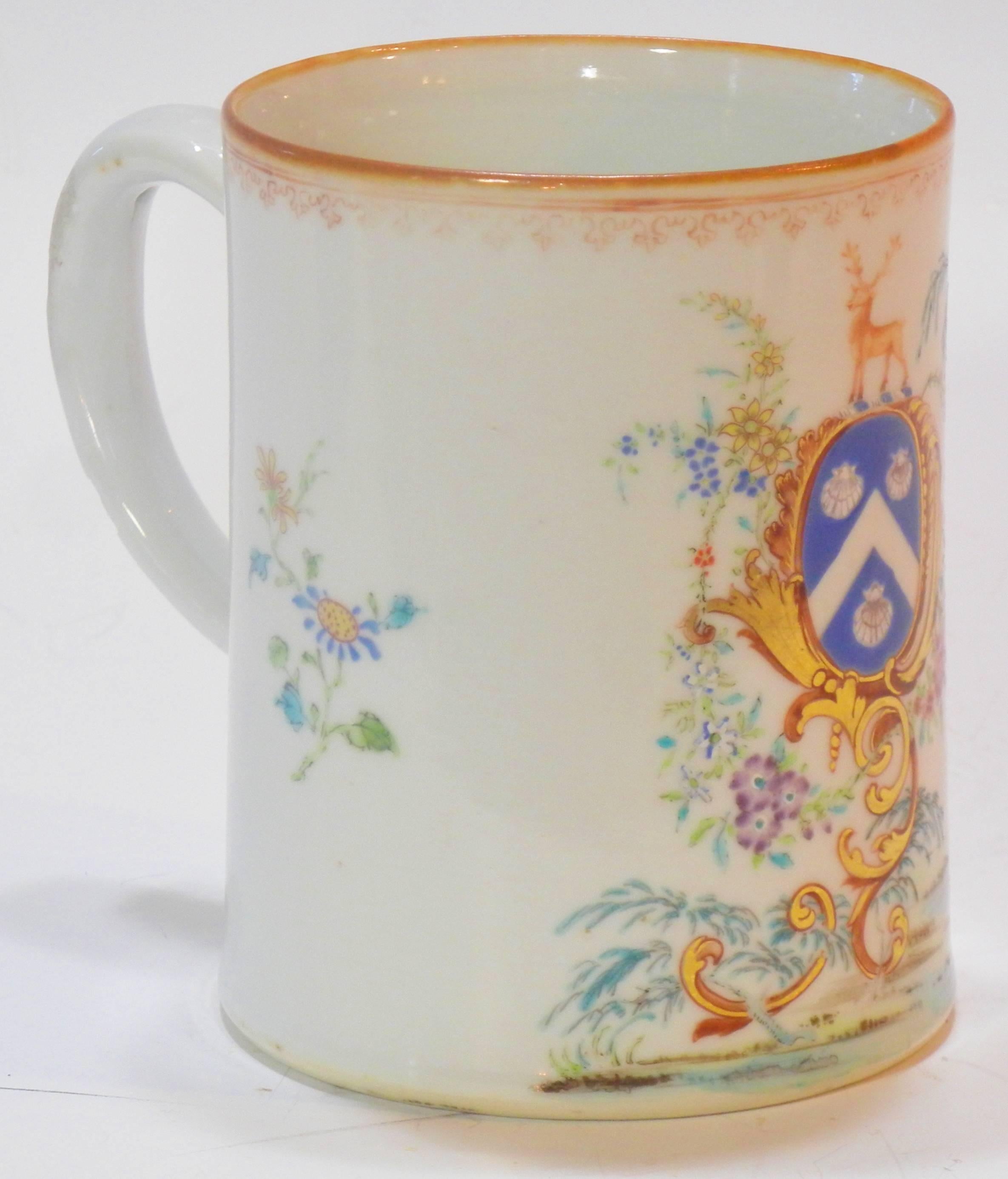 Mid-18th Century Rococo Chinese Export St. James Armorial Tankard For Sale