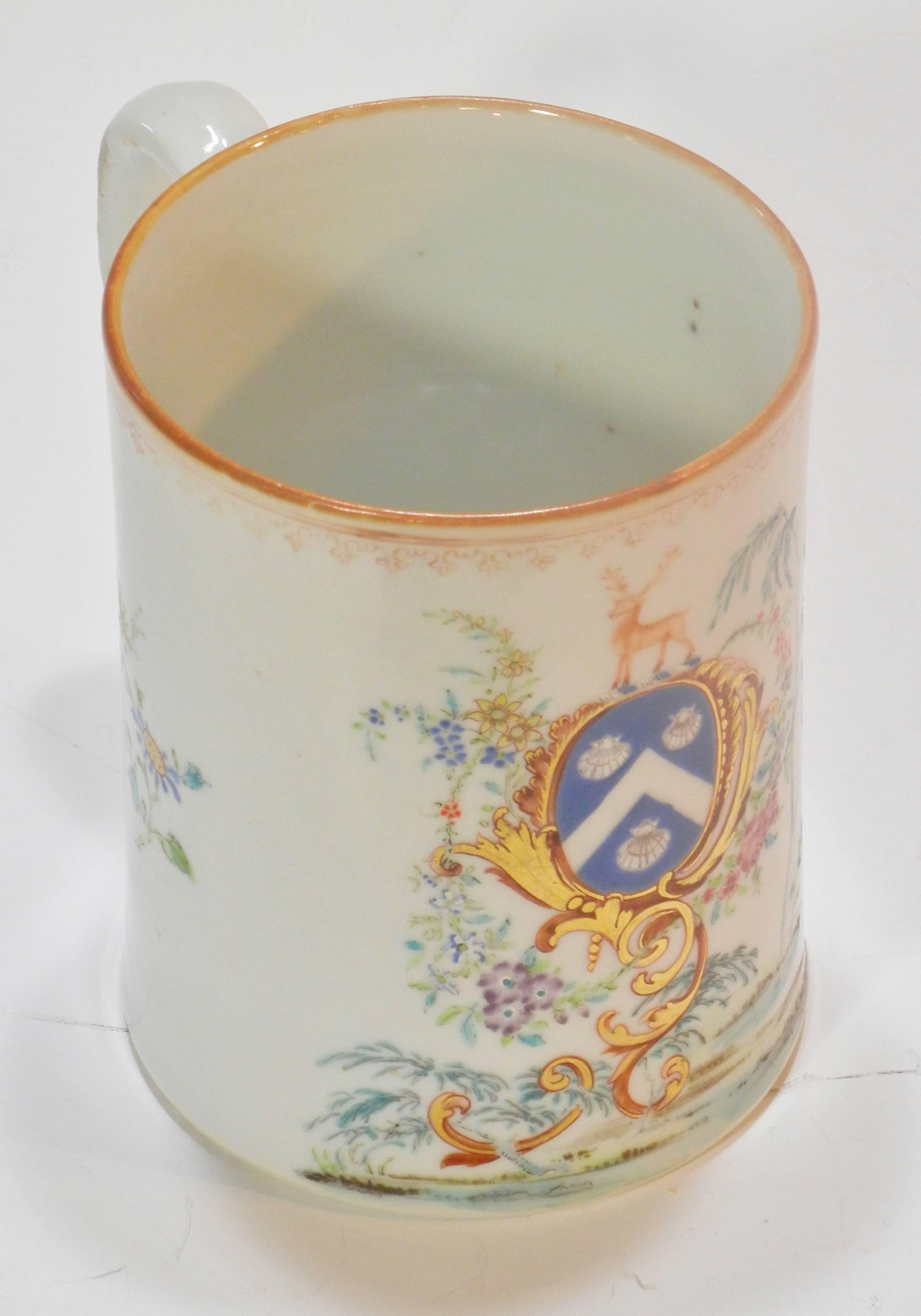 Enamel Rococo Chinese Export St. James Armorial Tankard For Sale