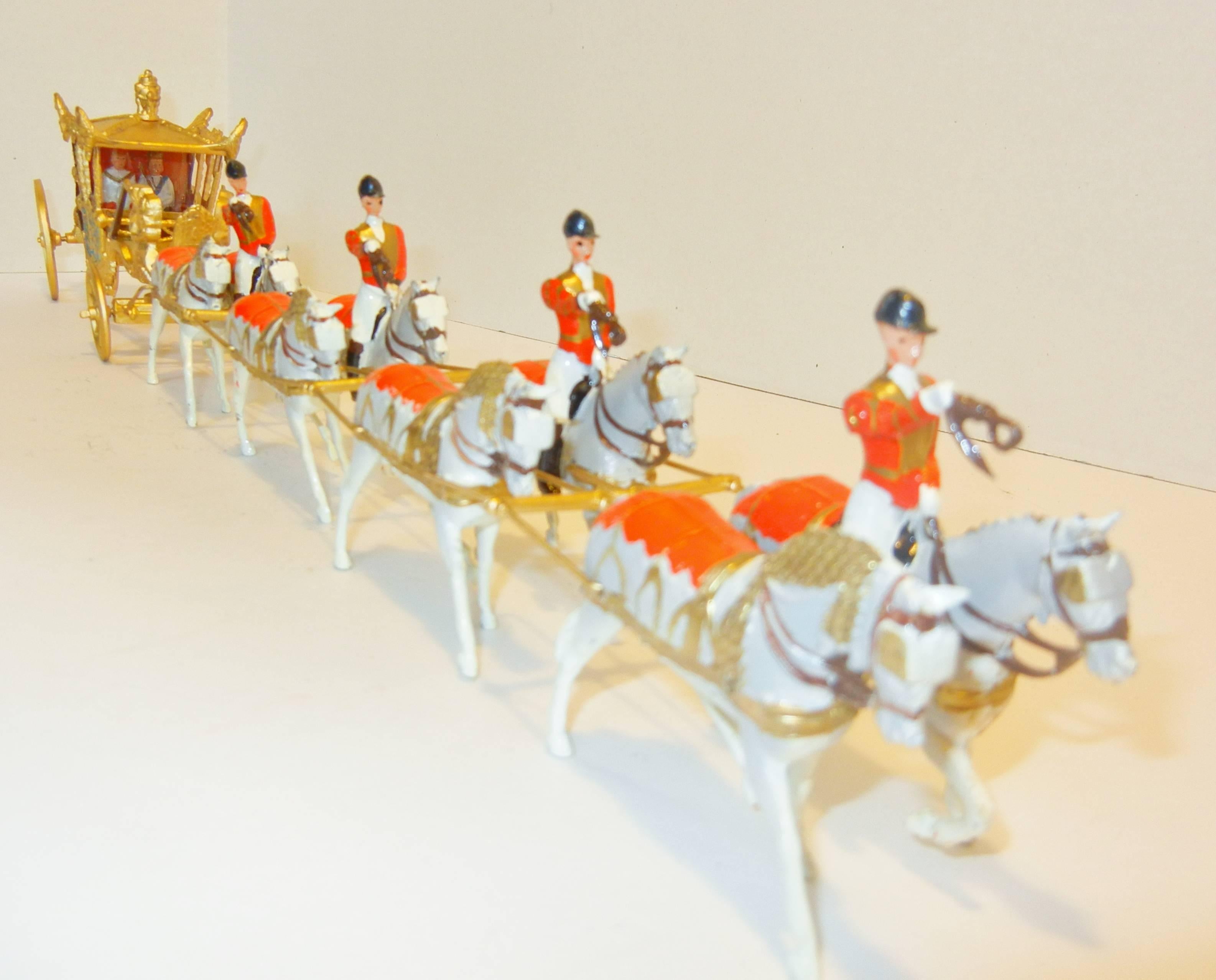 Mid-20th Century Her Majesty's State Coach Pulled by Eight Windsor Greys, Britains Ltd Toy, 1963