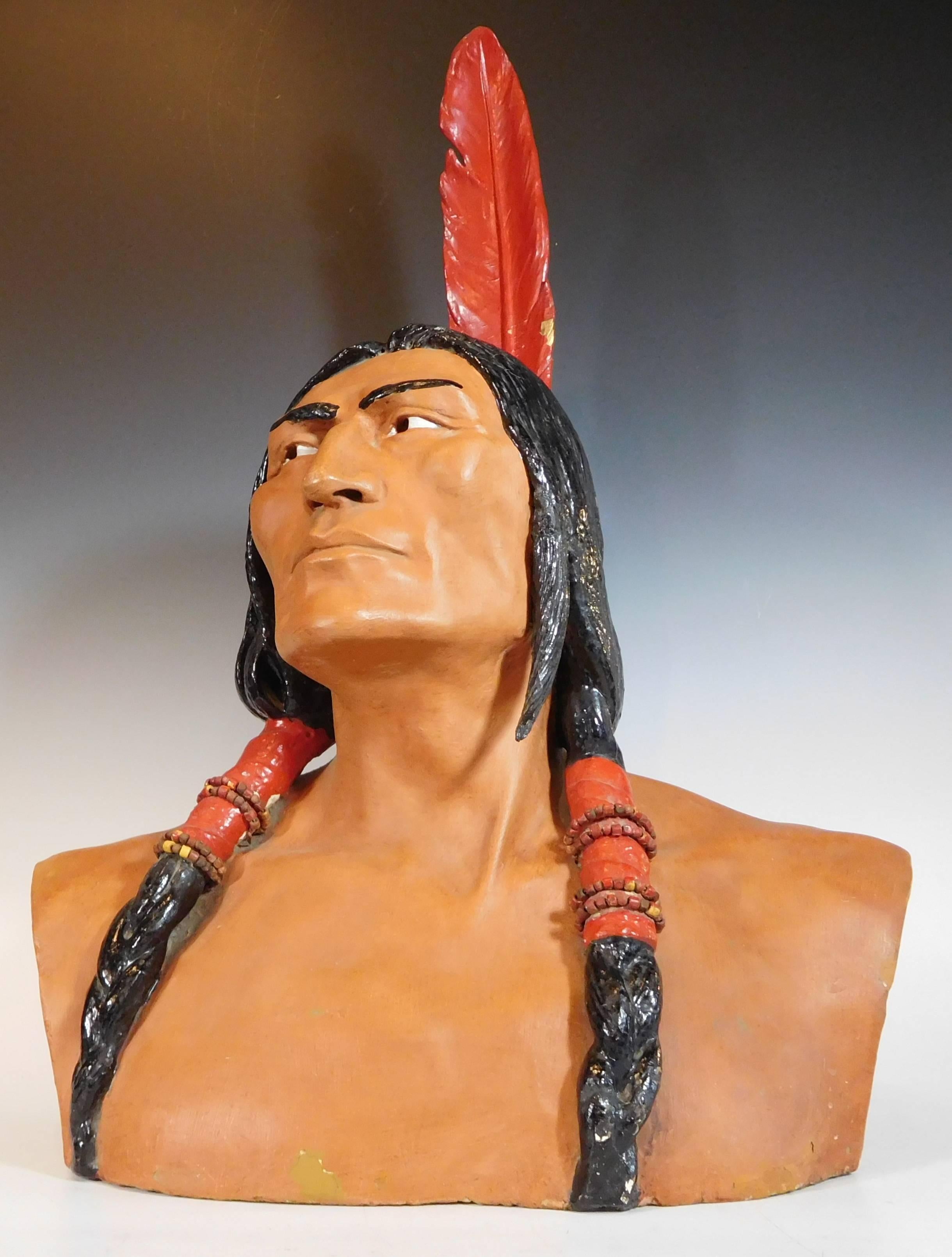 This large painted bust was cast from the original bronze sculpture by Adelbert Ames, Jr. in 1912. Ames (1880-1955) spent several years after graduating from Harvard Law School as a painter and sculptor in collaboration with his sister Blanche. It