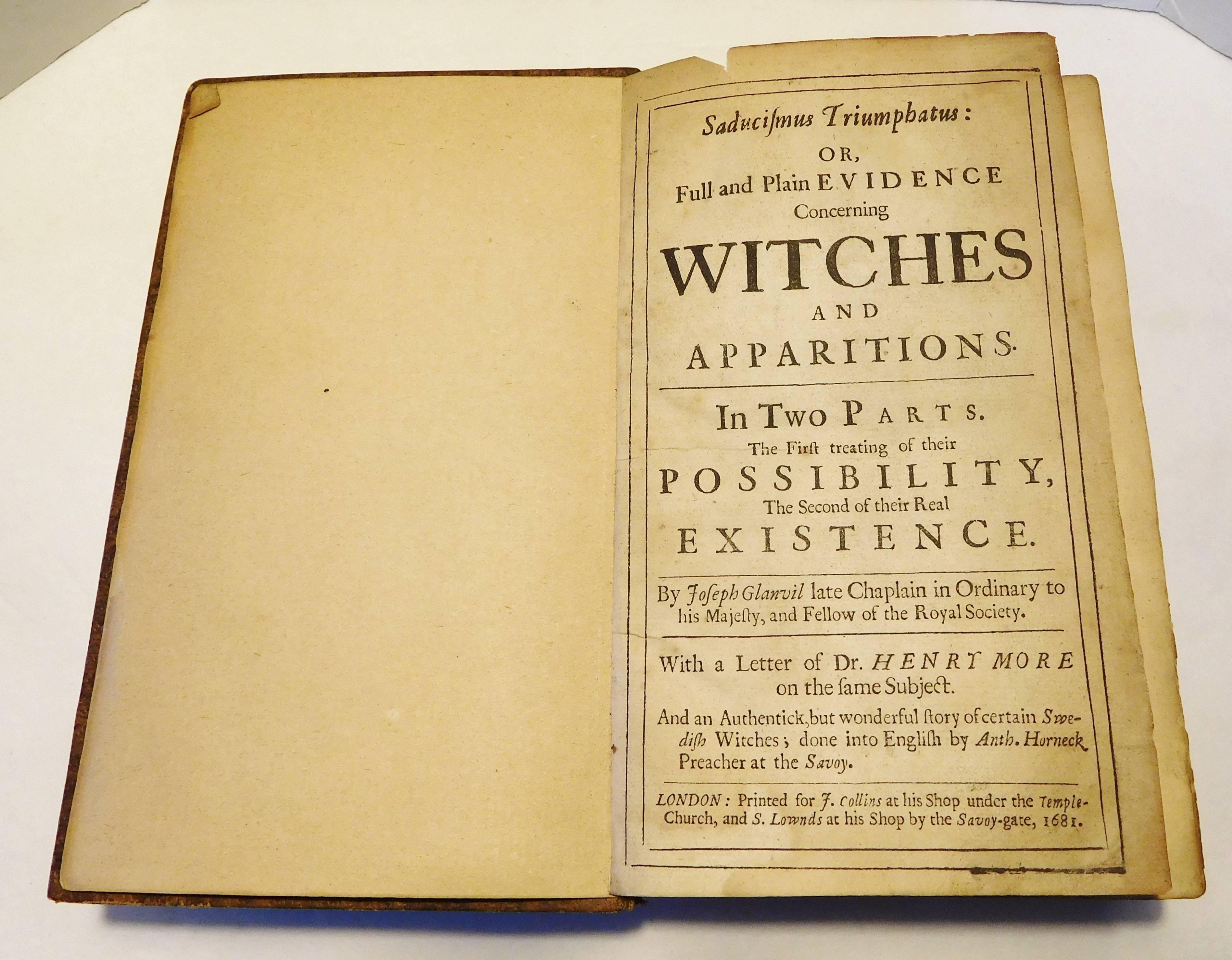 Charles II Glanvil's Book on the Real Existence of Witches, 