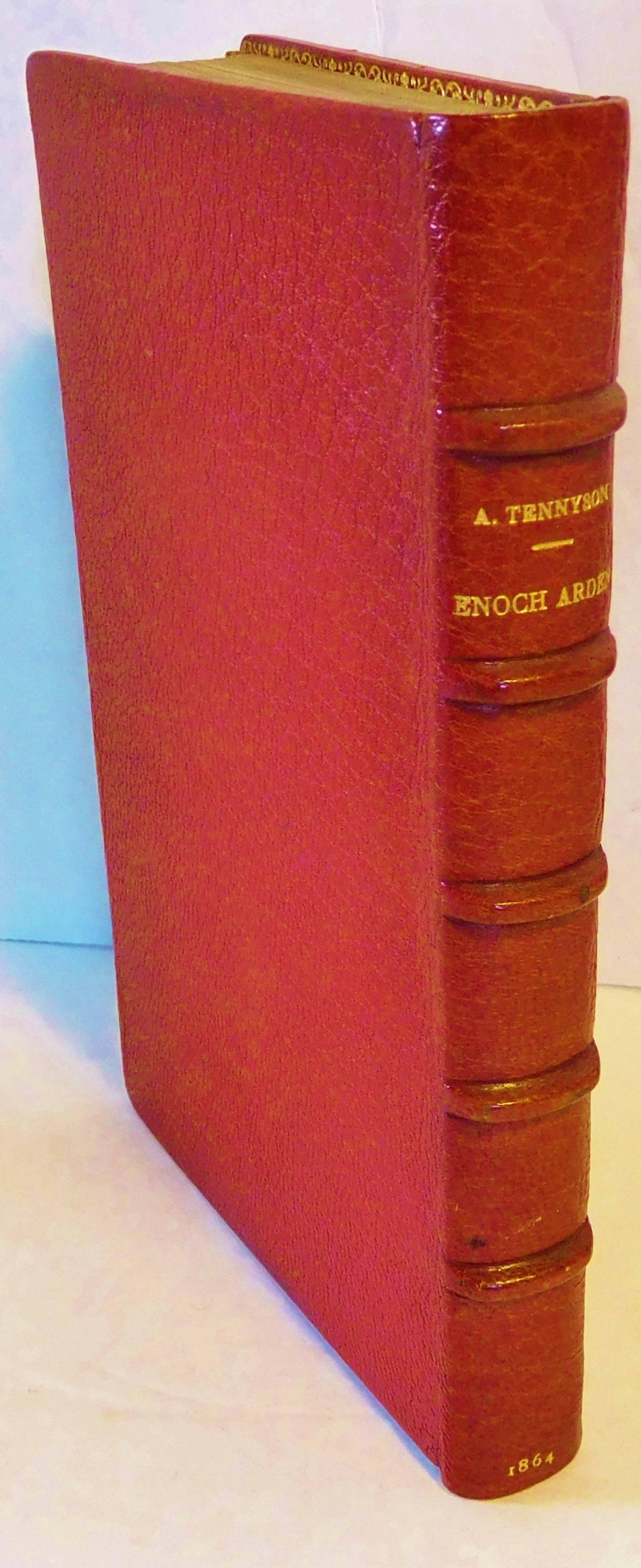 This first edition of Alfred Tennyson's (1809-1892) famous narrative poem was published in London by Edward Moxon and Co, of Dover Street. in 1864. It was printed by Bradley and Evans, Whitefriars, London. And it was bound in crimson Moroccan
